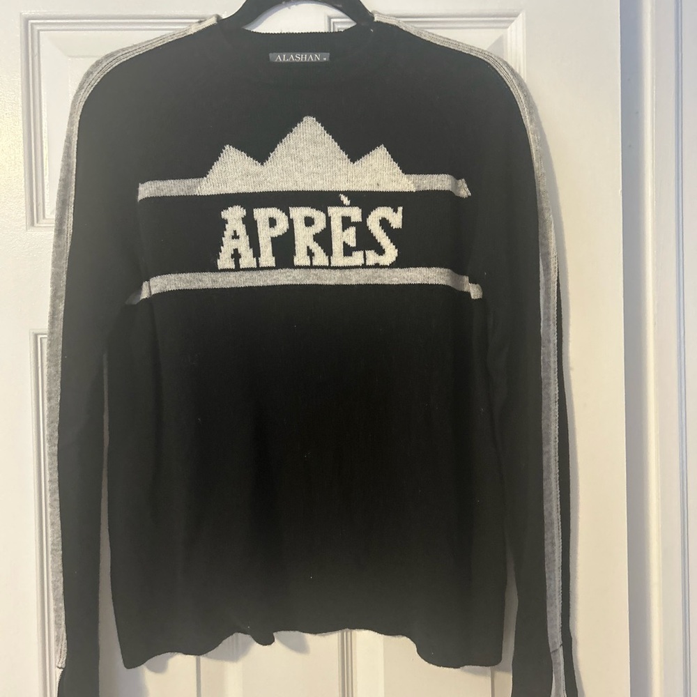 Black merino wool crewneck sweater